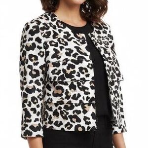 AGB Black and White Leopard Print Blazer